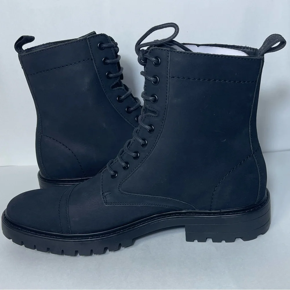 Calvin Klein Black Lorenzo Lace-Up Combat Boots Size 8M NWT With Box